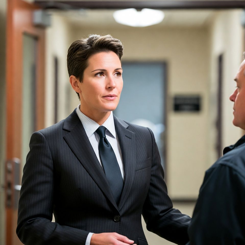 female defense attorney consulting with client